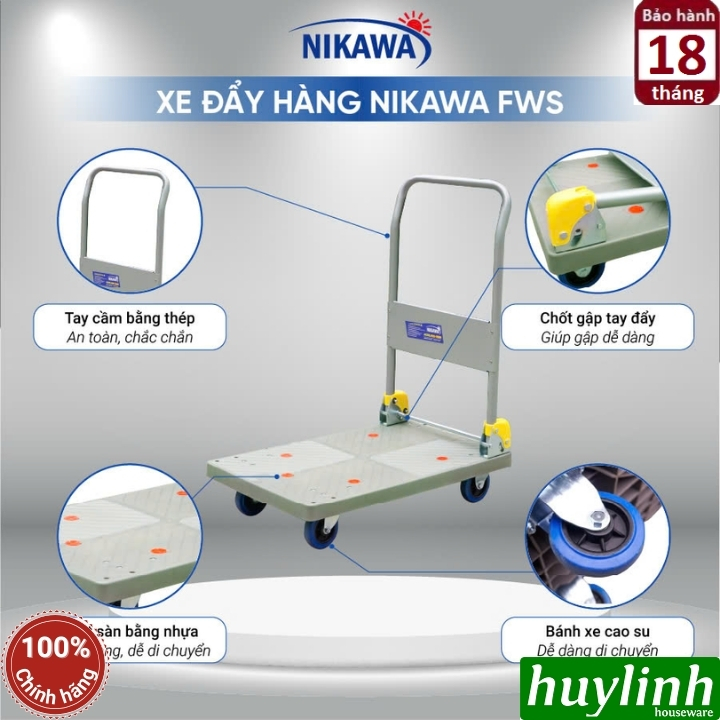 Xe đẩy hàng sàn nhựa Nikawa FWS-150DS 2