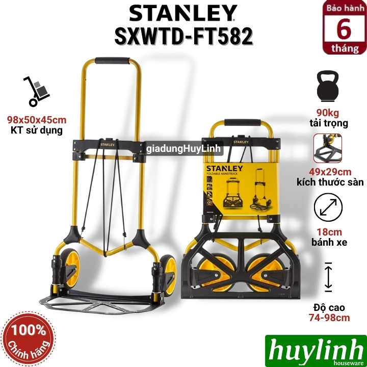 Xe kéo đẩy hàng 2 bánh Stanley SXWTD-FT582 - tải trọng 90kg