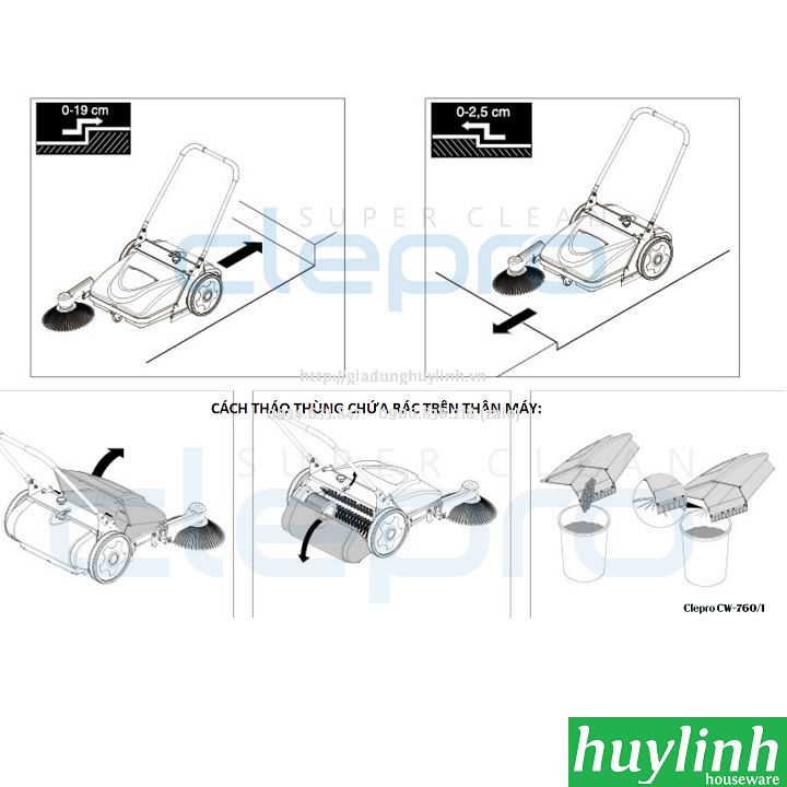 Xe quét rác đẩy tay Clepro CW-760/1 6