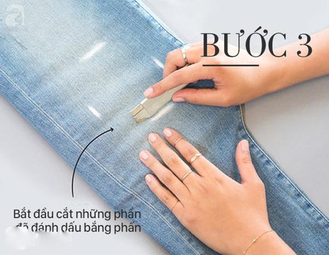 Các bước làm quần jean rách 1