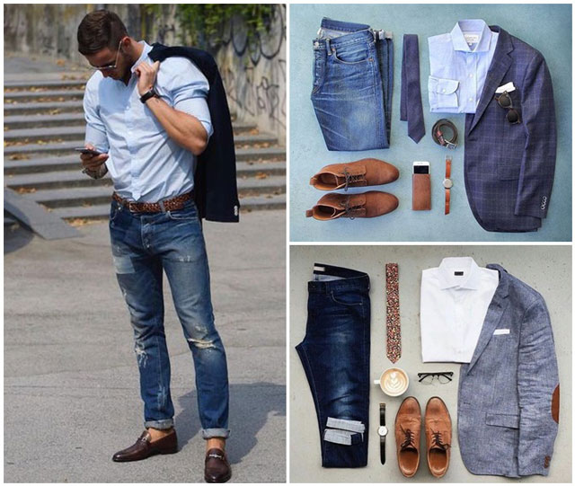 Dress shirt mix cùng quần Jean