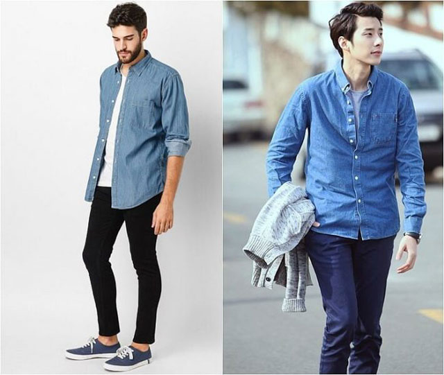 Phối áo sơ mi Denim với quần Jeans nam