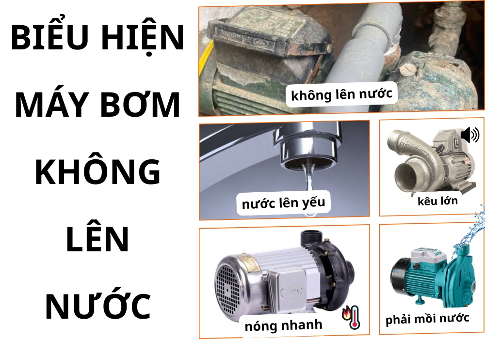 biểu hiện máy bơm không lên nước