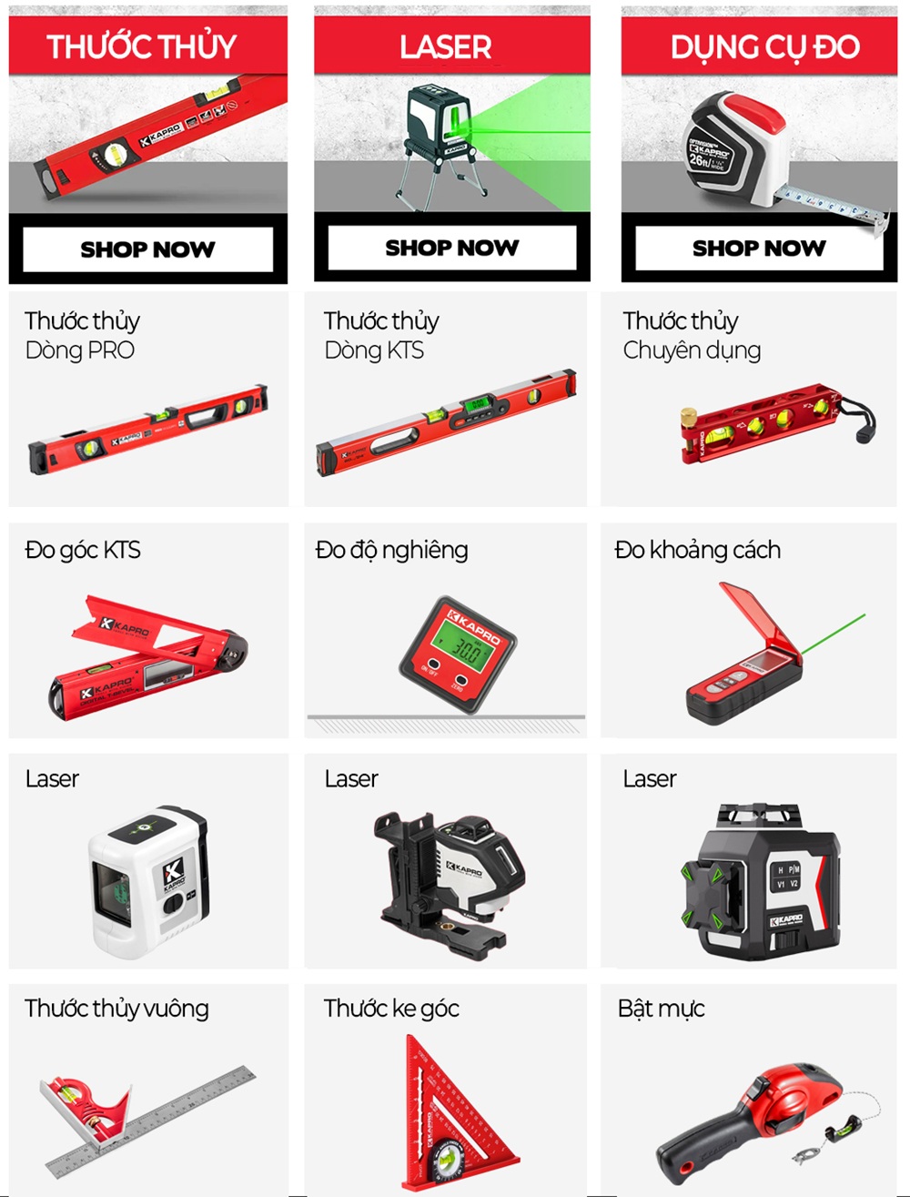 sản phẩm chính của thương hiêu Kapro