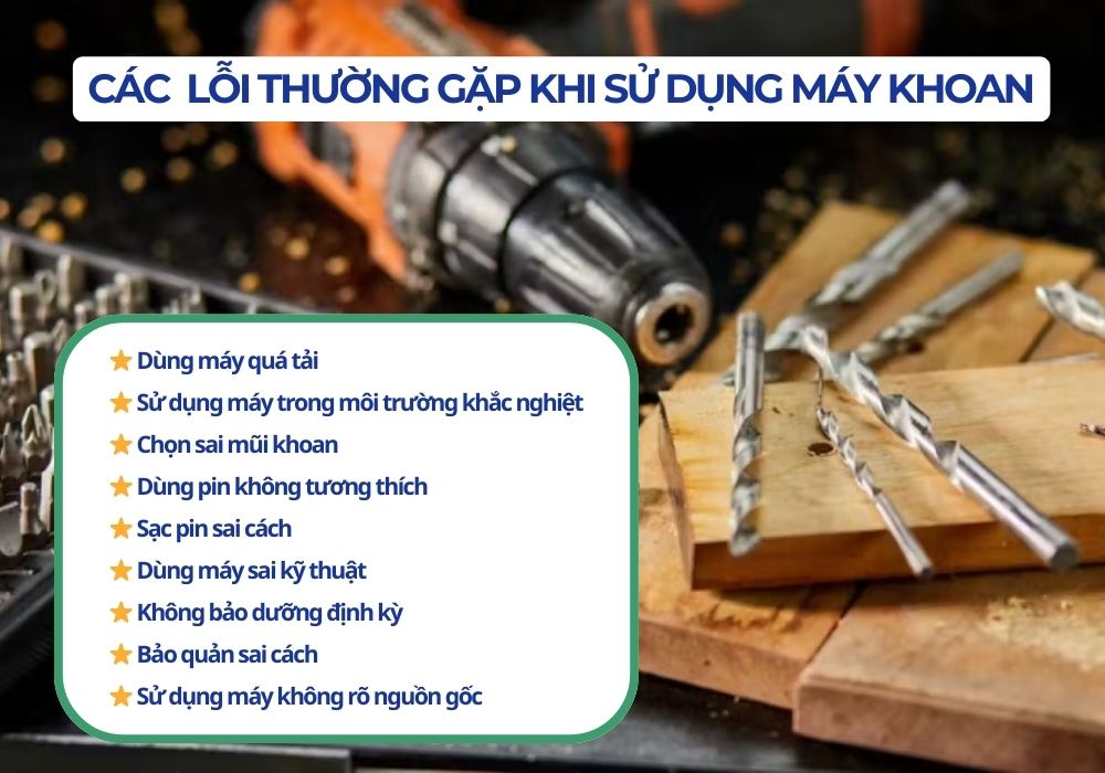 Các lỗi khi dùng máy khoan pin