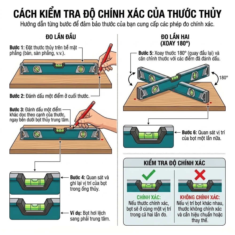 Cách Kiểm Tra Độ Chính Xác Của Thước Thủy