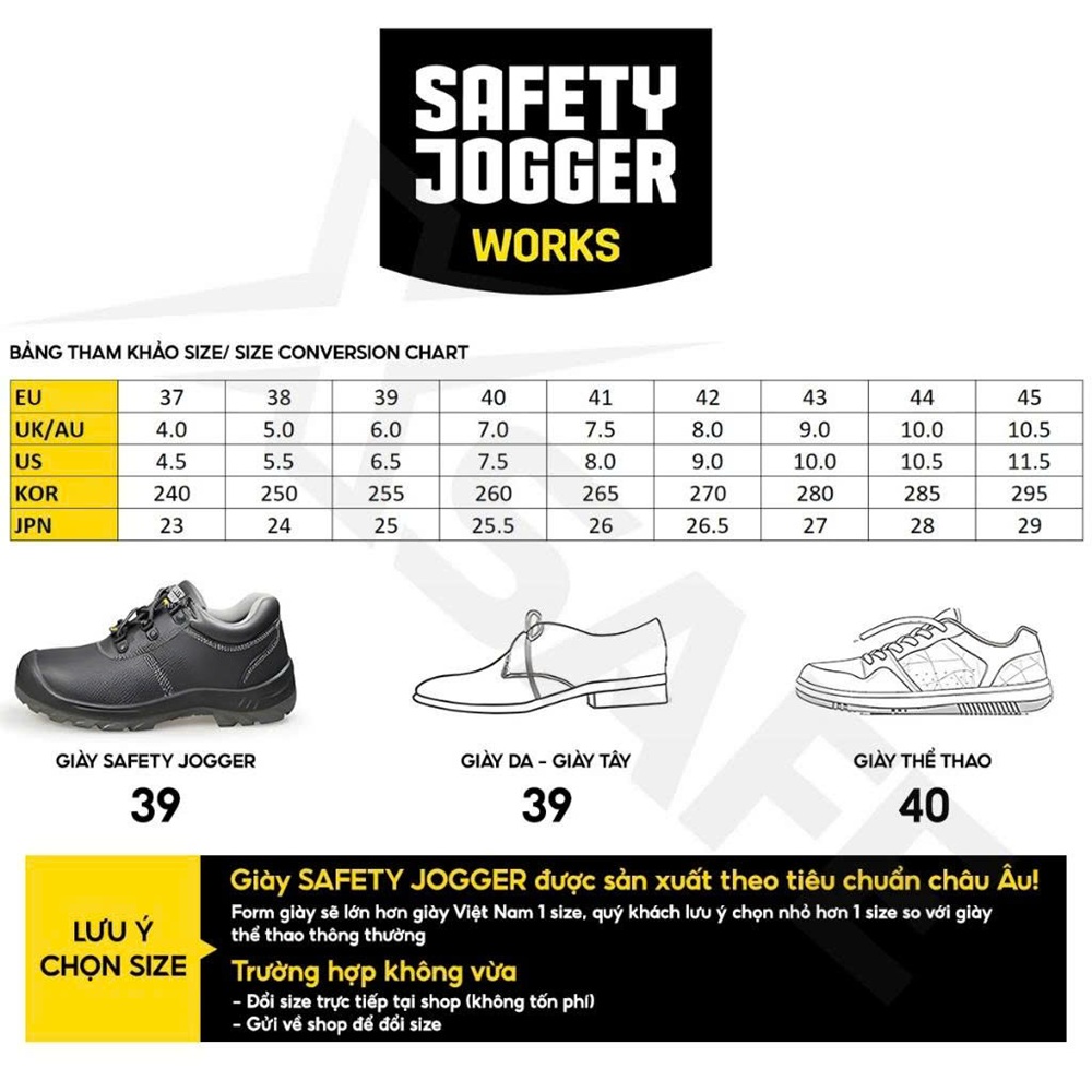 chọn size giày bảo hộ