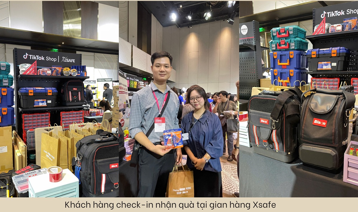 khách hàng check in và nhận hàng tại gian hàng của Xsafe