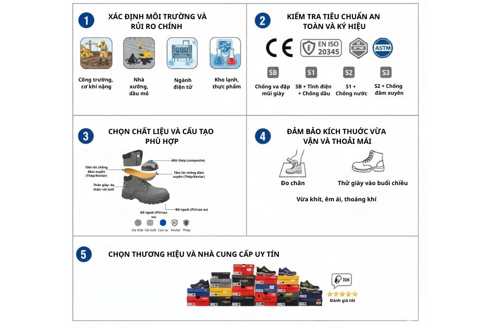 Kinh nghiệm chọn mua giày bảo hộ