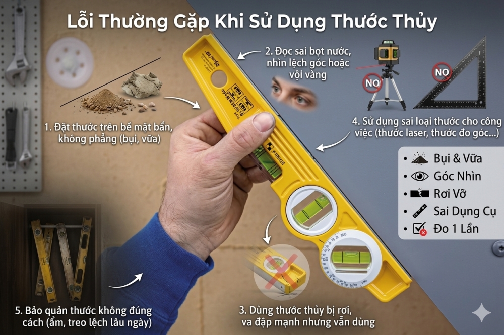 Lỗi Thường Gặp Khi Sử Dụng Thước Thủy