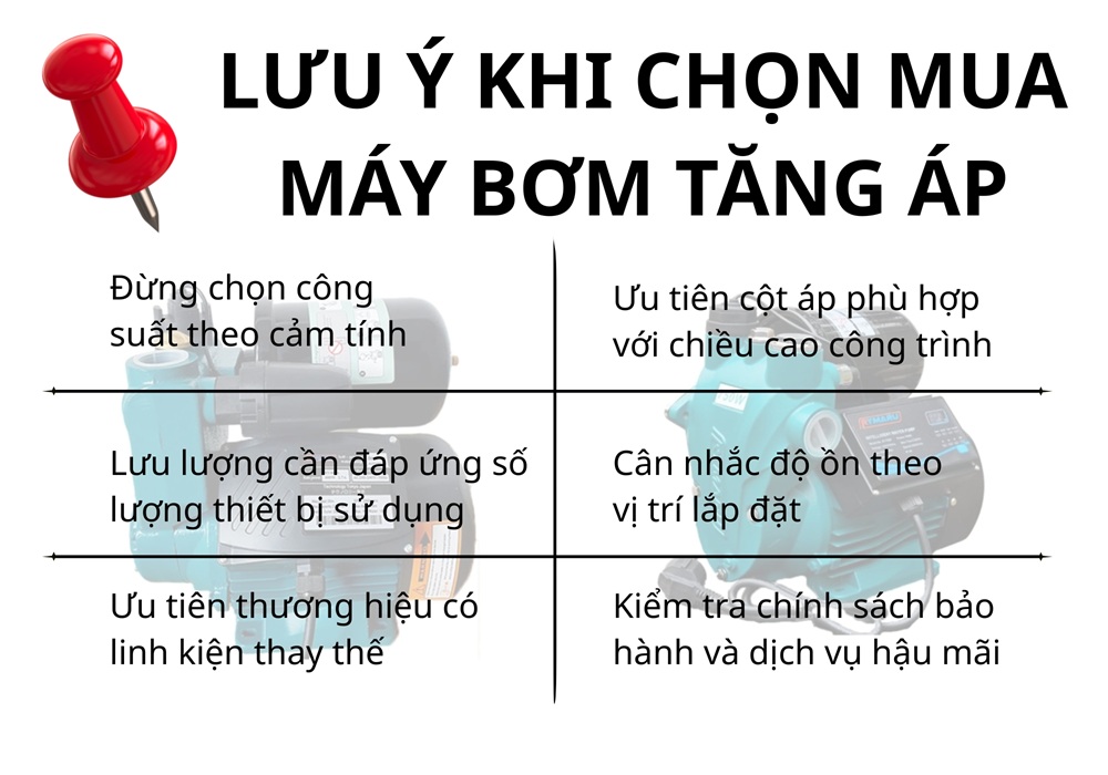 lưu ý khi chọn mua máy bơm tăng áp