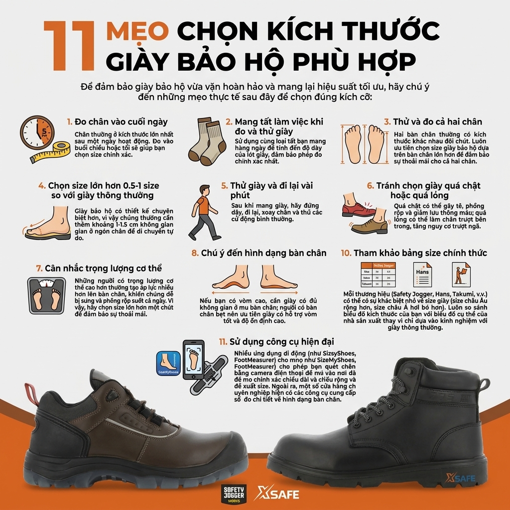 Mẹo Chọn Size Giày Bảo Hộ Phù Hợp