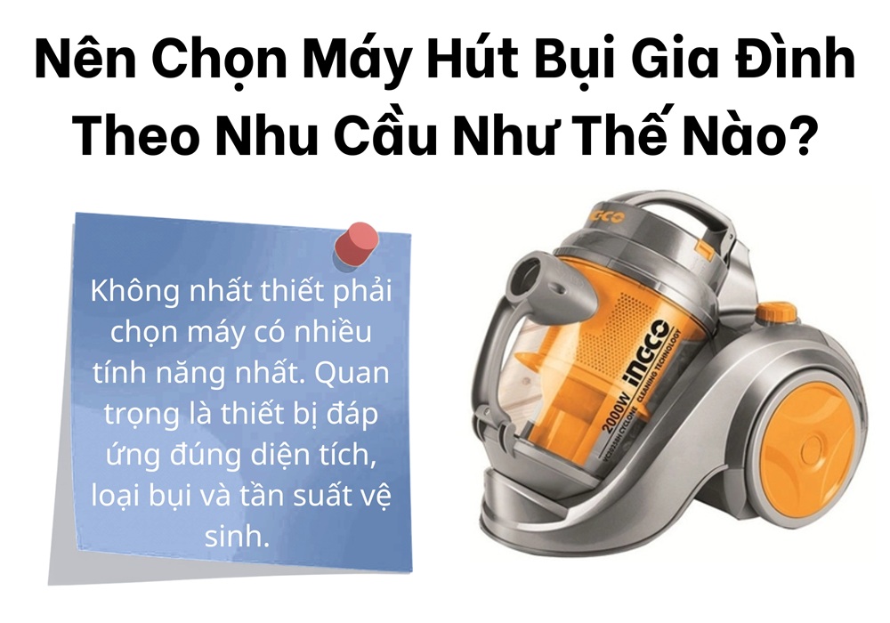Nên chọn máy hút bụi theo nhu cầu như thế nào?