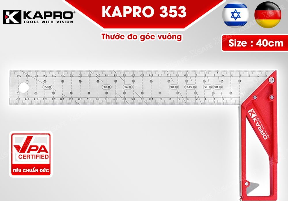 Thước ke góc vuông kim loại nguyên khối Kapro 353