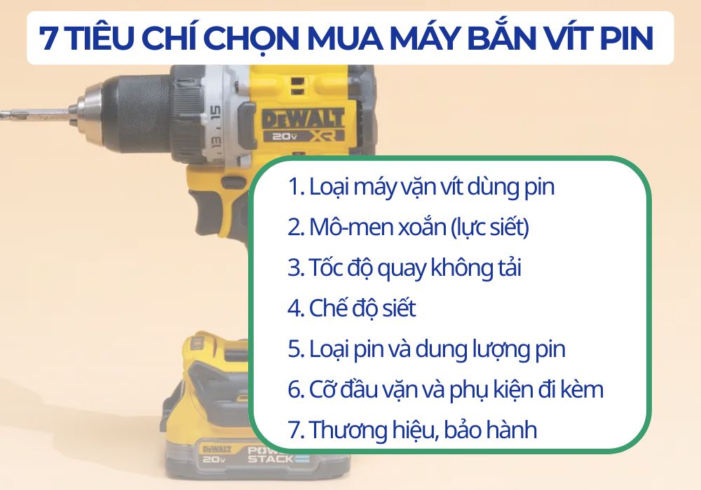 Tiêu chí chọn mua máy vặn vít pin