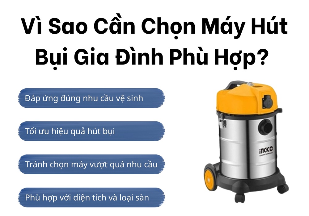Vì sao cần chọn máy hút bụi gia đình phù hợp?