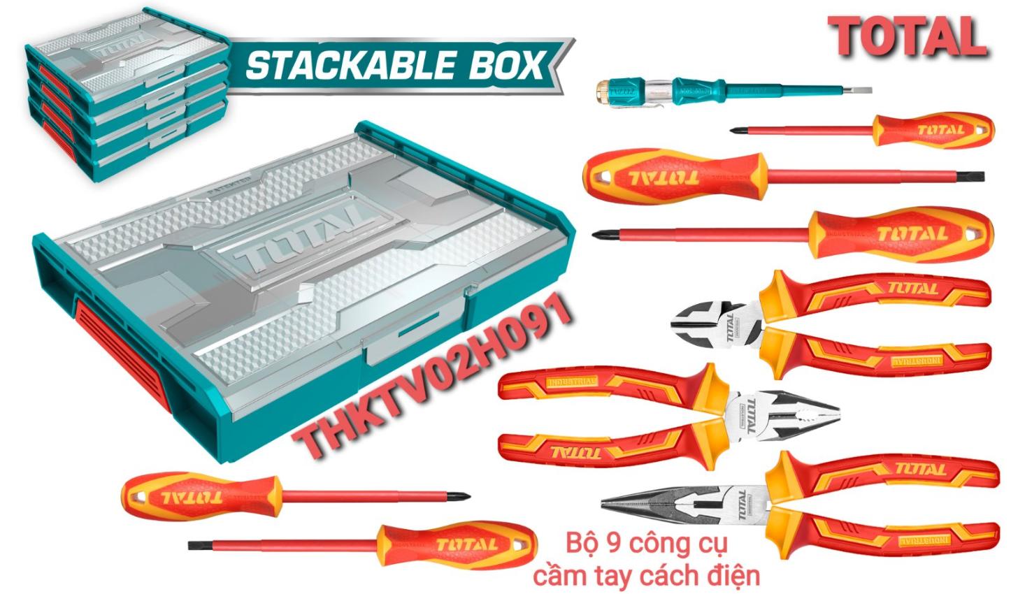 Bộ 9 công cụ cầm tay cách điện TOTAL THKTV02H091