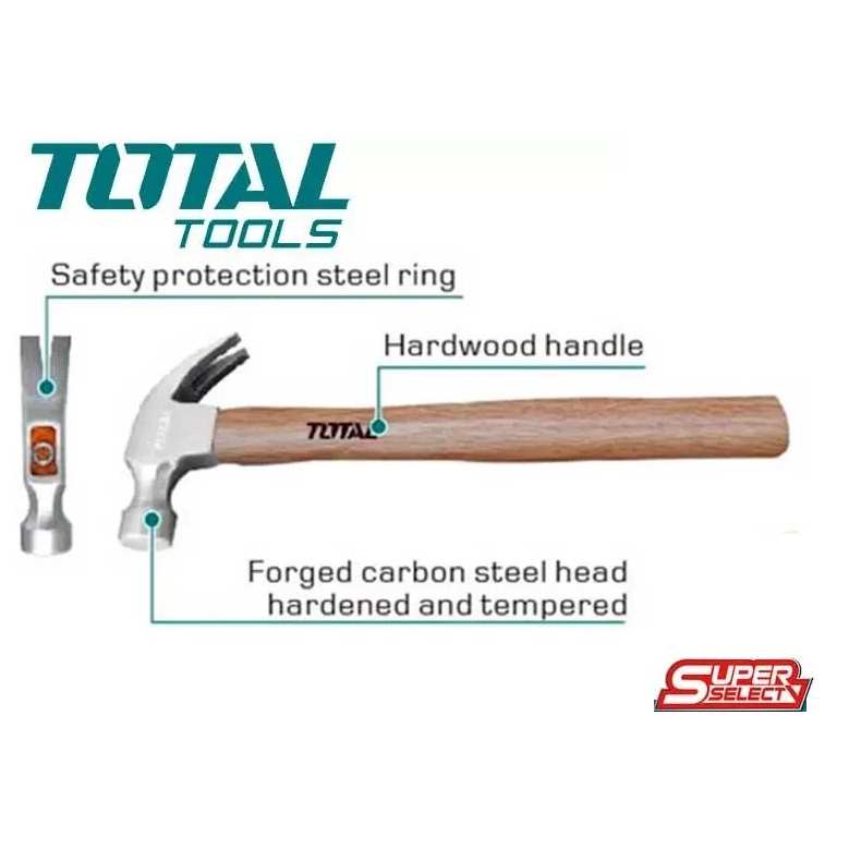 Búa đóng nhổ đinh cán gỗ 220g TOTAL THTW7308