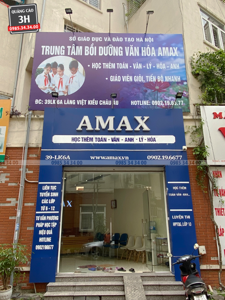 mẫu biển hiệu trung tâm bồi dưỡng amax đơn vị thi công-Quảng Cáo 3H