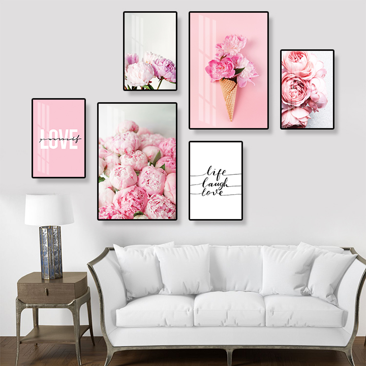 Set Tranh Treo Tường Màu Hồng Ấm Áp