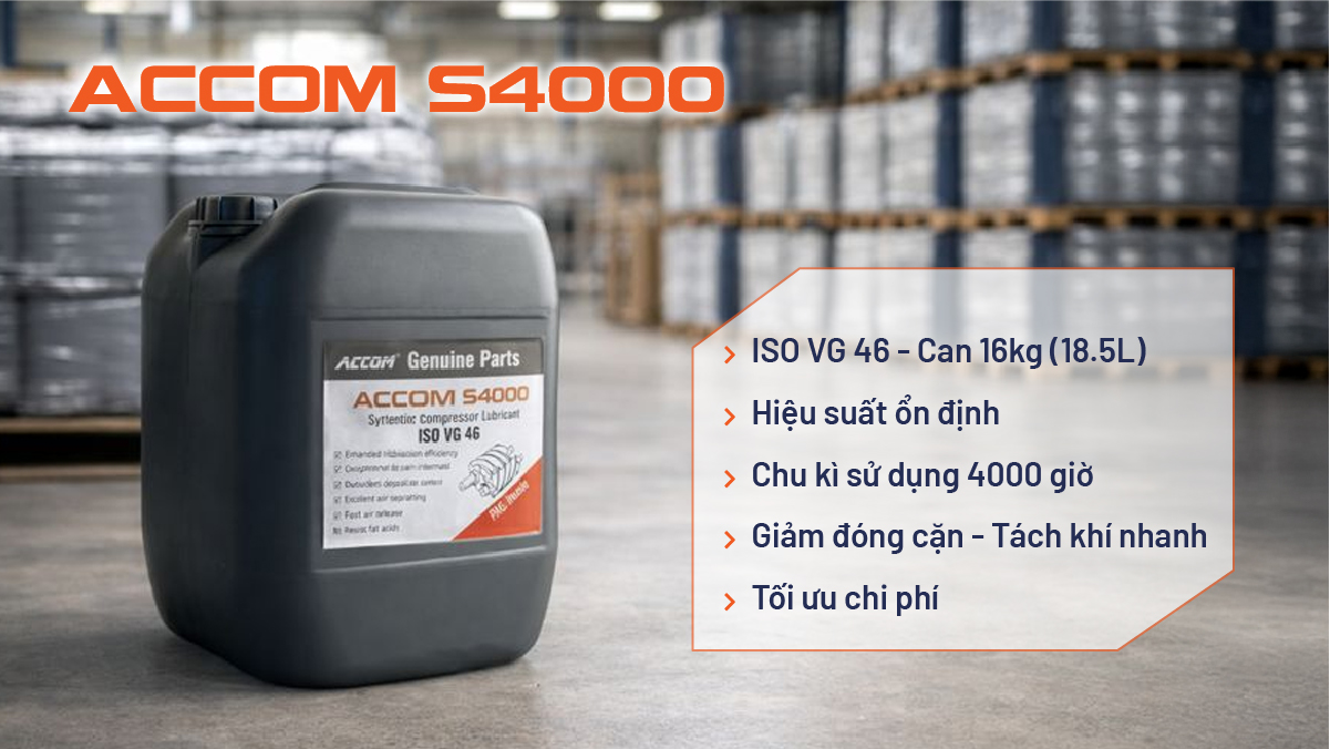 Dầu máy nén khí thay thế ACcom S4000 hiệu quả vận hành và phù hợp chi phí
