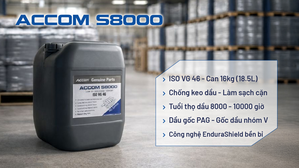 Dầu máy nén khí thay thế ACcom S8000 hiệu suất cao
