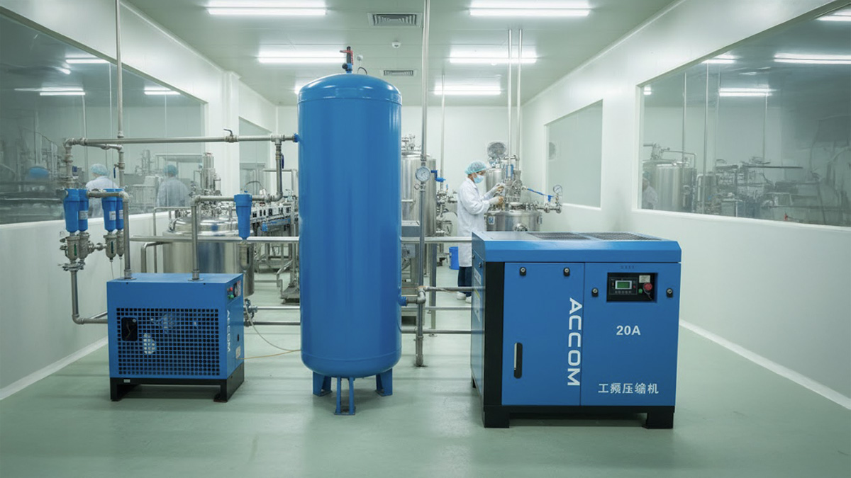Hệ thống máy nén khí vận hành hoàn hảo thực tế tại xưởng