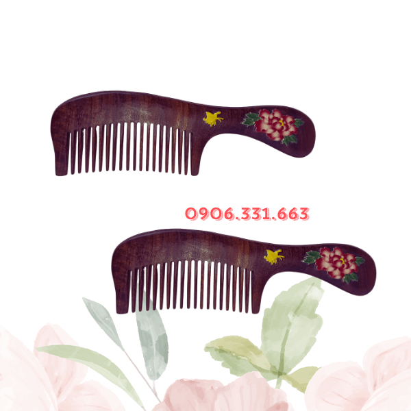 Lược gỗ đàn hương hoa mẫu đơn