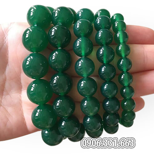 vòng tay phong thủy đá mã não xanh lục