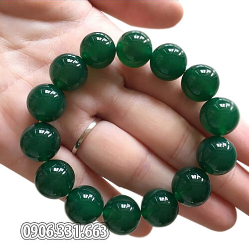 vòng tay phong thủy đá mã não xanh lục