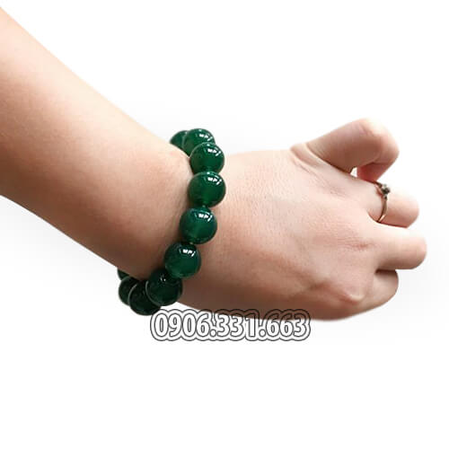 vòng tay phong thủy đá mã não xanh lục
