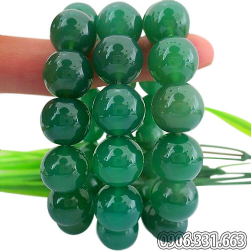 vòng tay phong thủy đá mã não xanh lục