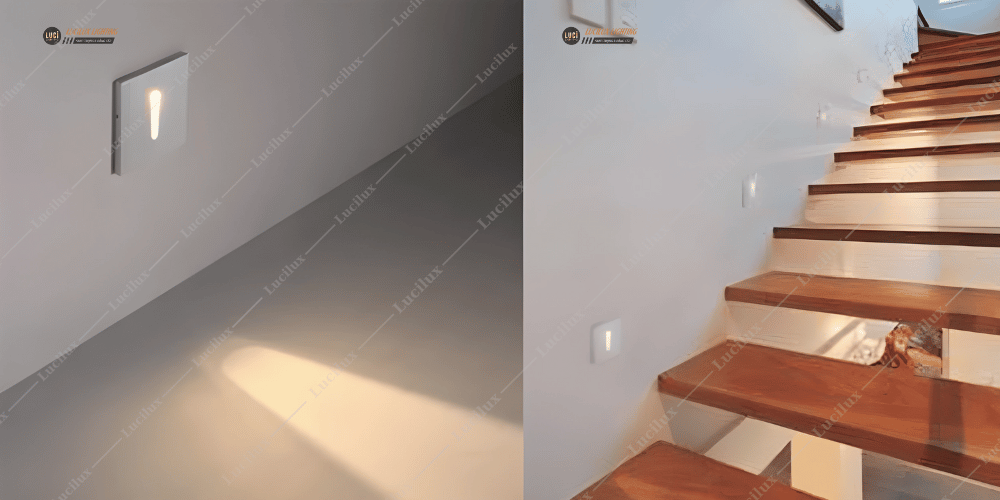 đèn rọi cầu thang vuông góc hẹp