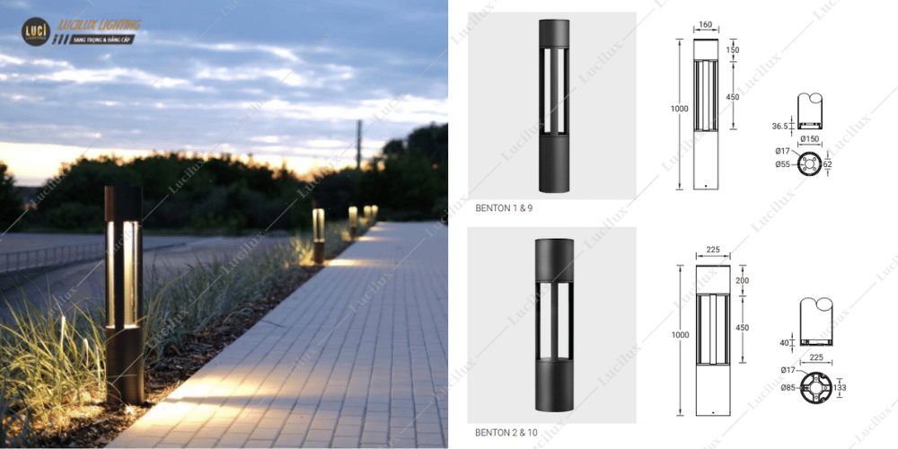 đèn nấm sân vườn trụ