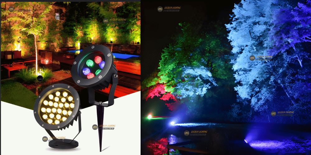 Đèn cắm cỏ đỏi màu