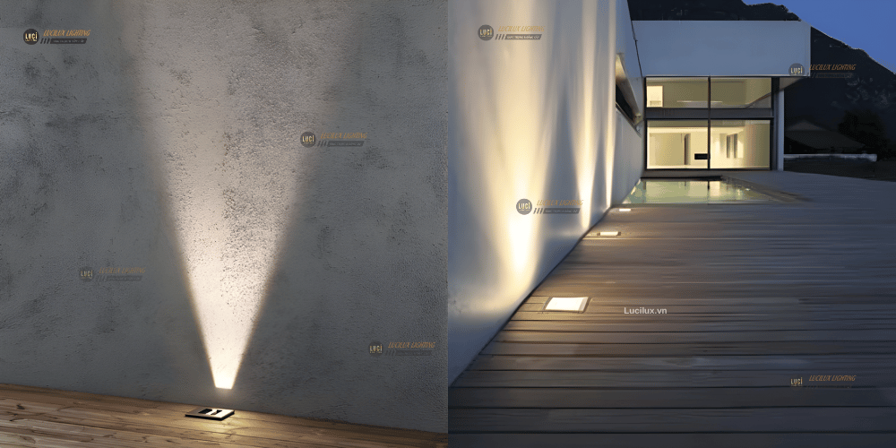 đèn âm đất vuông