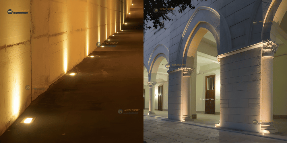 đèn âm đất vuông