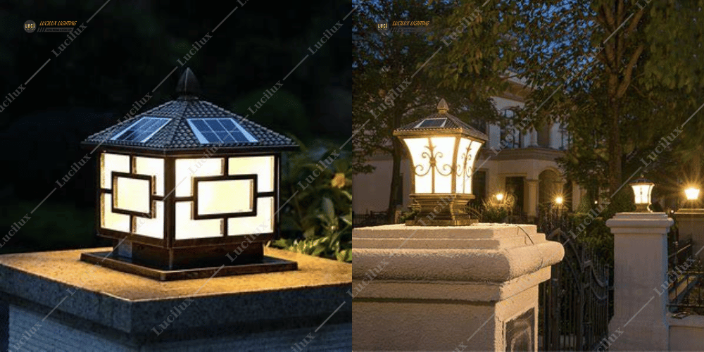 Đèn Trụ Cổng Năng Lượng Mặt Trời cổ điển