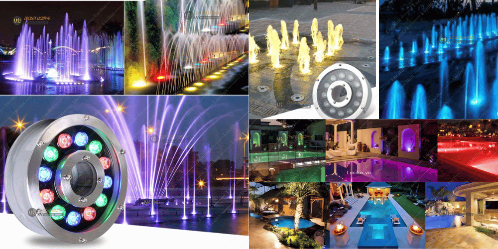 Đèn âm nước dạng bánh xe 12W