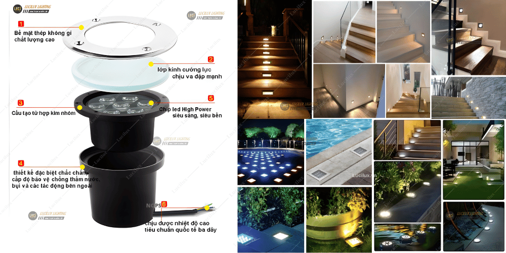 đèn âm đất sân vườn