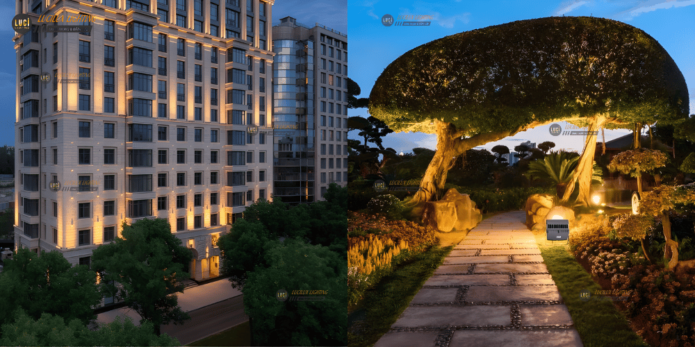 đèn rọt cột , đèn hắt tường