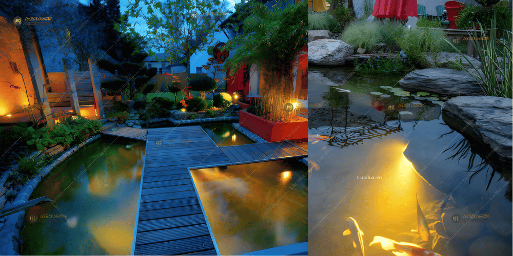 đèn âm nước hồ cá