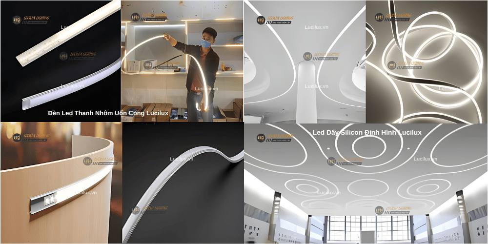 Đèn led thanh nhôm Định hình uốn cong - led dây silicon dẻo uốn cong