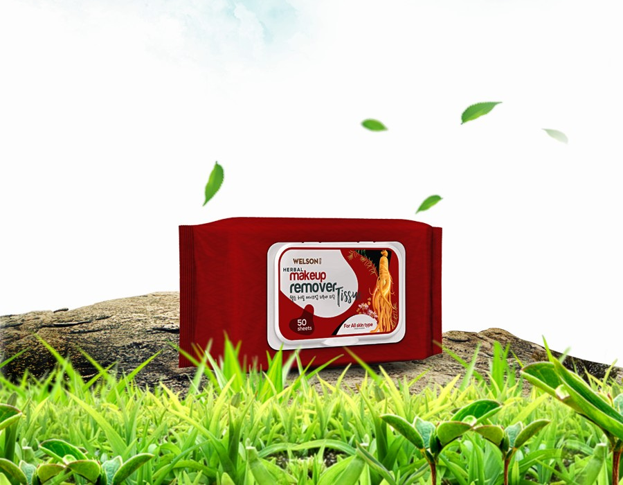 Khăn giấy tẩy trang Welson Herbal chiết xuất từ nhân sâm Khăn giấy tẩy trang Welson Herbal chiết xuất từ nhân sâm