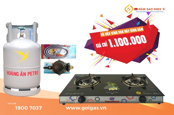 Bộ bình gas Hoàng Ân bếp đôi Ikura