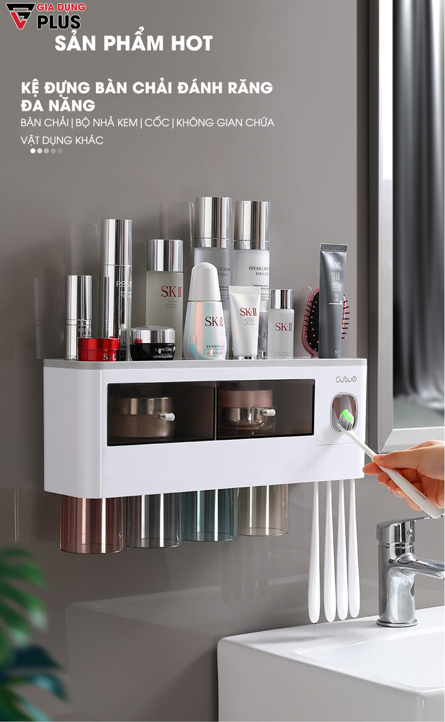Kệ đa năng & Bộ nhả kem đánh răng kèm cốc dán tường là sản phẩm hot trong năm nay