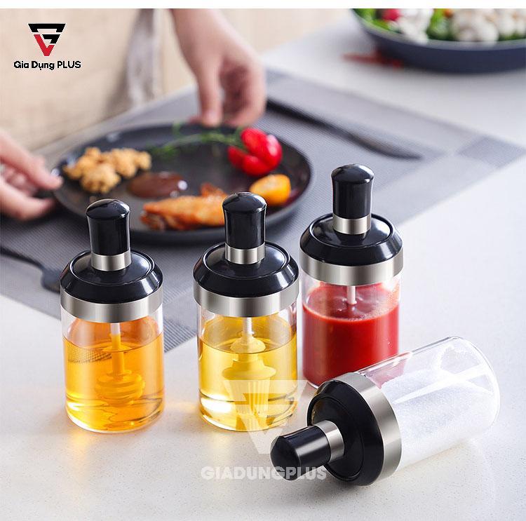 Hũ Đựng Gia Vị Thuỷ Tinh Borosilicate Đa Năng - Dạng Muỗng Nắp Thông Minh - Gọn gàng phòng bếp