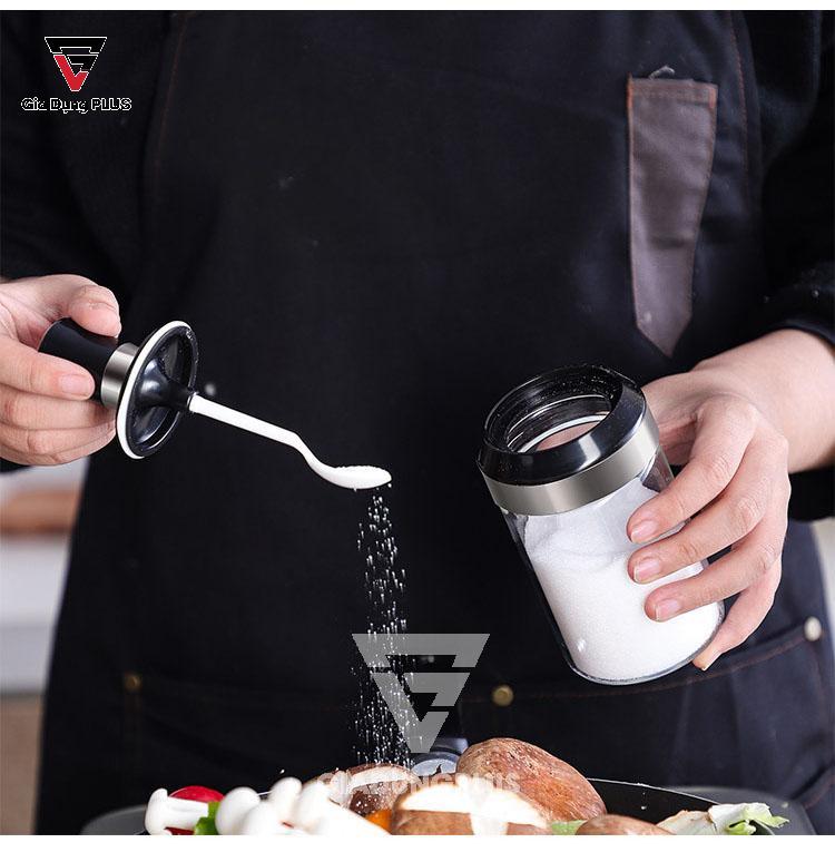 Hũ Đựng Gia Vị Thuỷ Tinh Borosilicate Đa Năng - Dạng Muỗng Nắp Thông Minh - muỗng gia vị tiện lợi