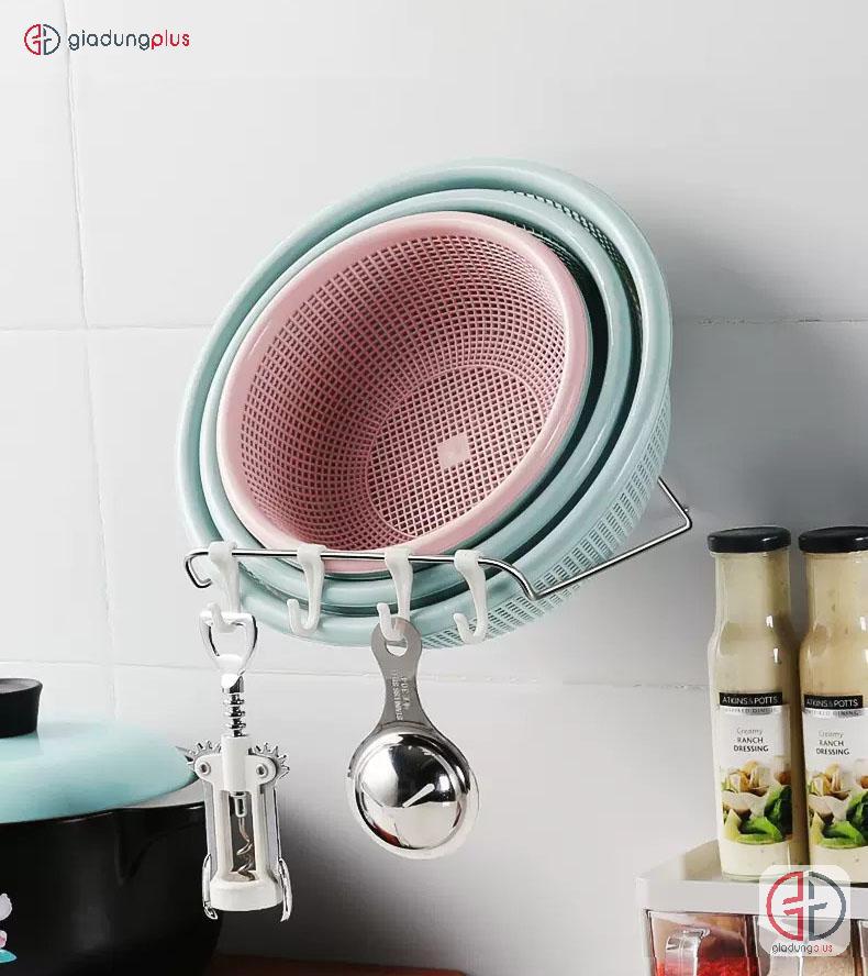 Sử dụng Giá treo thau chậu dán tường ShuangQing cho phòng bếp để treo rổ rá