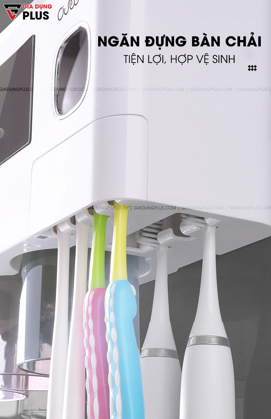 Kệ đa năng & Bộ nhả kem đánh răng kèm cốc dán tường có ngăn đựng bàn chải vệ sinh